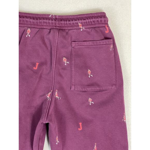 Jordan Essentials Pants Mens M Burgundy All Over Print Tapered Jogger Sweatpants - Picture 12 of 15